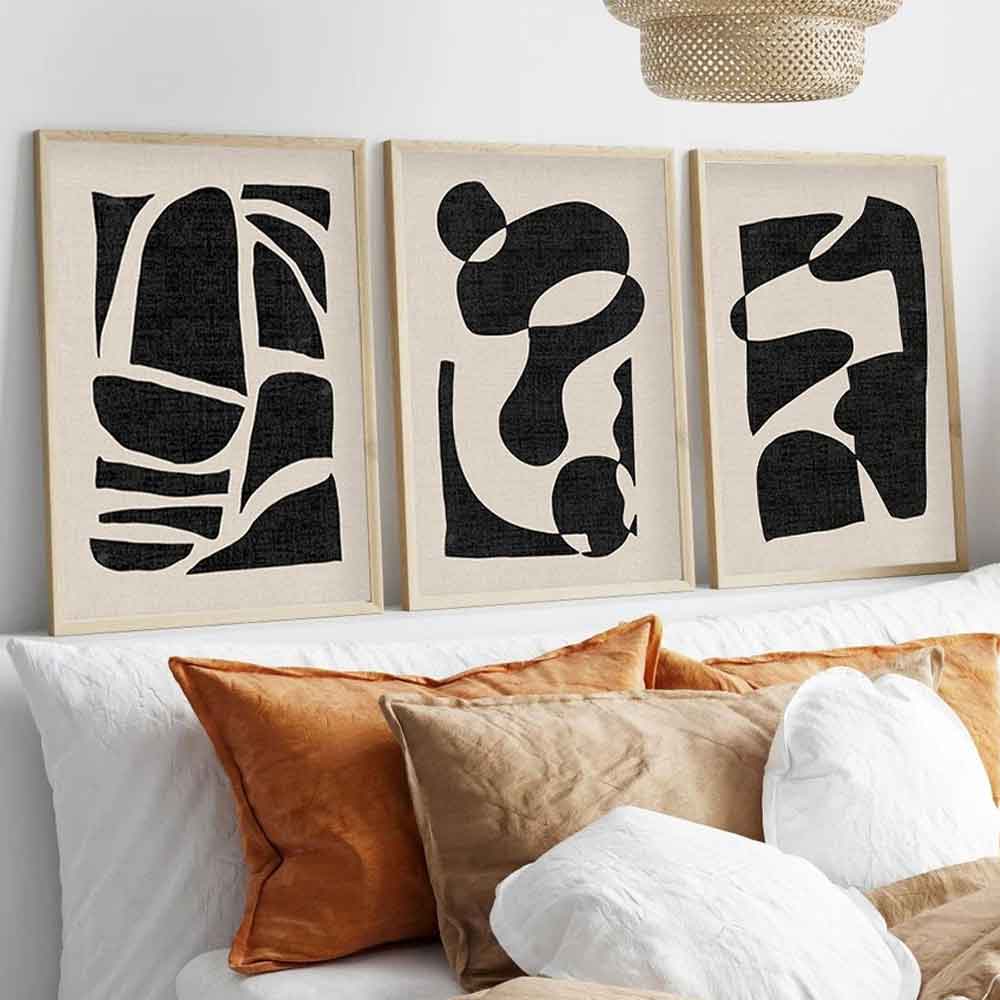 Axiom Wooden 20x30cm Primitive Art Frame Set of 3 in Black and White
