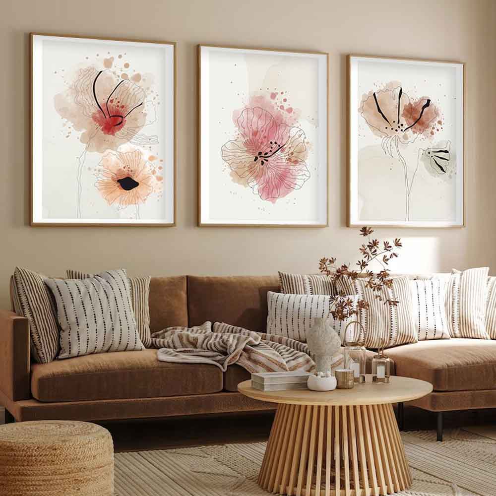 Axiom Wooden 20x30cm Wildflower Splatter Art Frame Set of 3 in Multicolour
