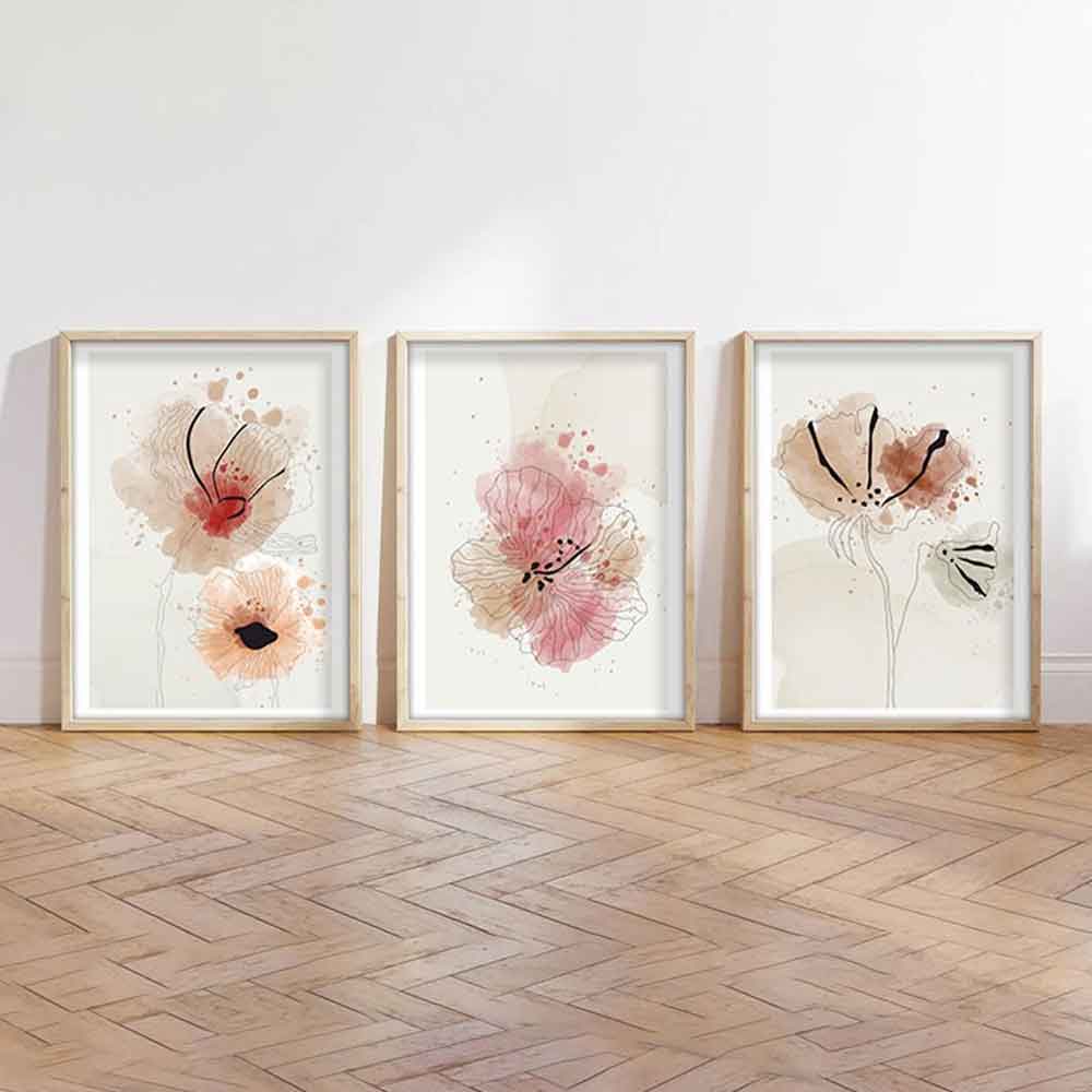 Axiom Wooden 20x30cm Wildflower Splatter Art Frame Set of 3 in Multicolour