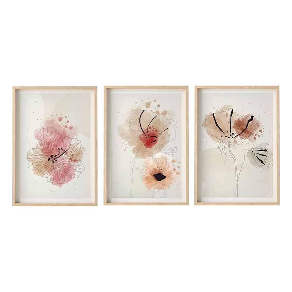 Axiom Wooden 20x30cm Wildflower Splatter Art Frame Set of 3 in Multicolour