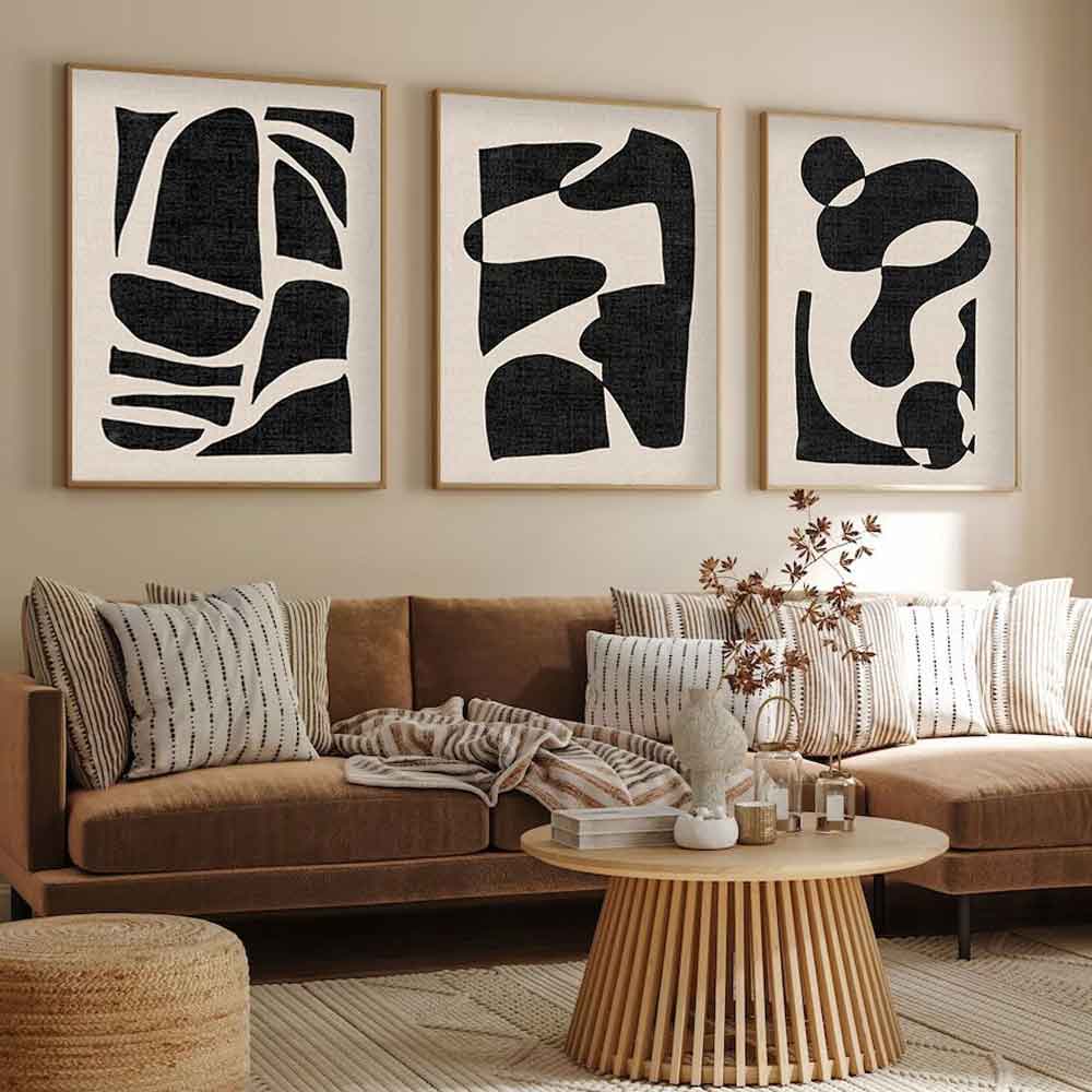 Axiom Wooden 30x40cm Primitive Art Frame Set of 3 in Black and White