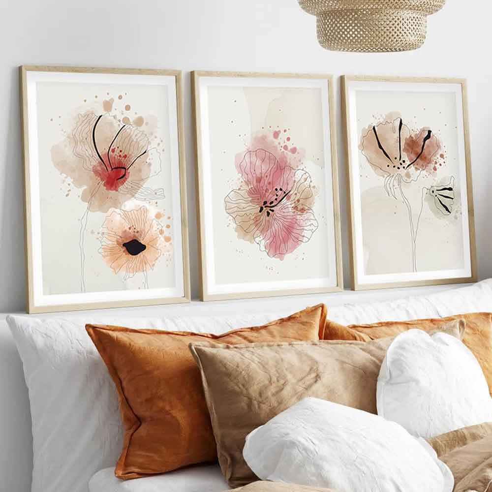 Axiom Wooden 30x40cm Wildflower Splatter Art Frame Set of 3 in Multicolour