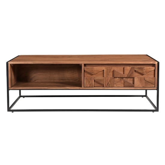 Photo of Axis acacia wood coffee table with 2 drawers in natural