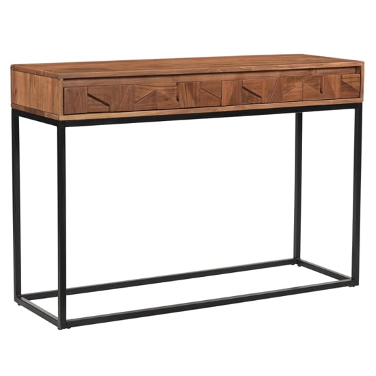 Photo of Axis acacia wood console table with 2 drawers in natural