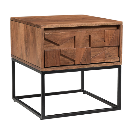 Read more about Axis acacia wood end table with 1 drawer in natural