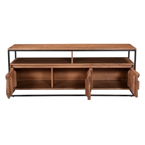 Axis Acacia Wood TV Stand With 3 Doors In Natural_2
