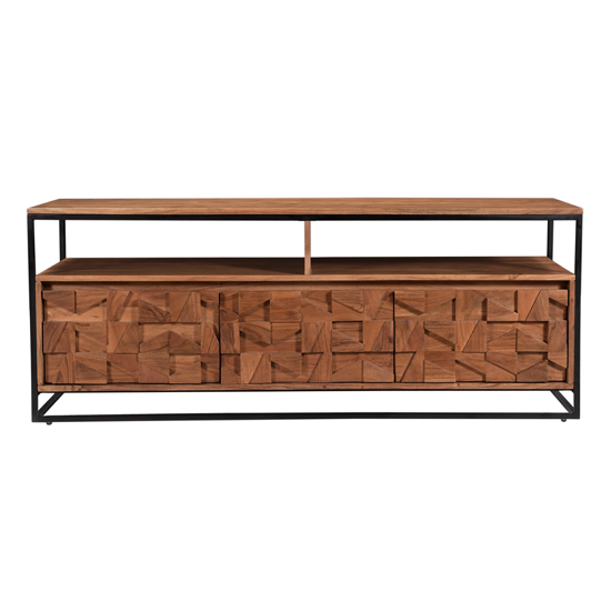 Axis Acacia Wood TV Stand With 3 Doors In Natural_1