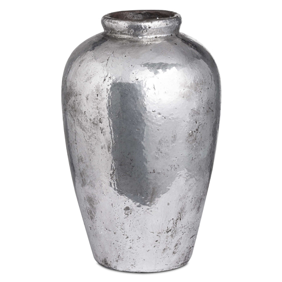 Axon Tall Metallic Ceramic Vase In Silver_1