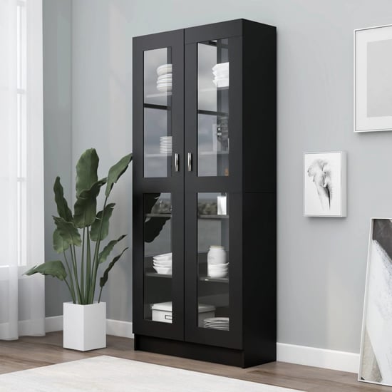 Product photograph of Axtan Wooden Display Cabinet With 2 Doors In Black from Furniture in Fashion