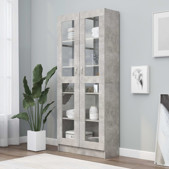 Product photograph of Axtan Wooden Display Cabinet With 2 Doors In Concrete Effect from Furniture in Fashion