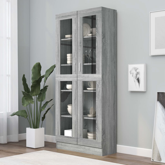 Product photograph of Axtan Wooden Display Cabinet With 2 Doors In Grey Sonoma Oak from Furniture in Fashion