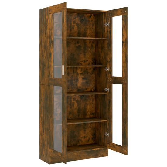 Axtan Wooden Display Cabinet With 2 Doors In Smoked Oak