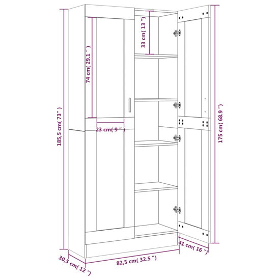 Axtan Wooden Display Cabinet With 2 Doors In Smoked Oak