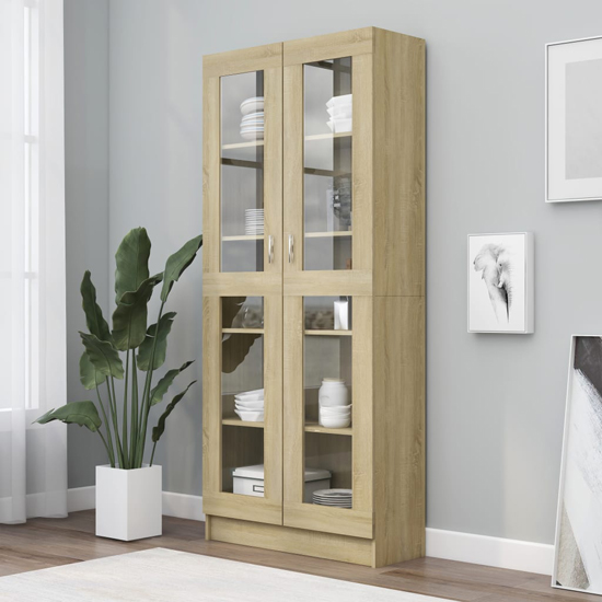 Product photograph of Axtan Wooden Display Cabinet With 2 Doors In Sonoma Oak from Furniture in Fashion