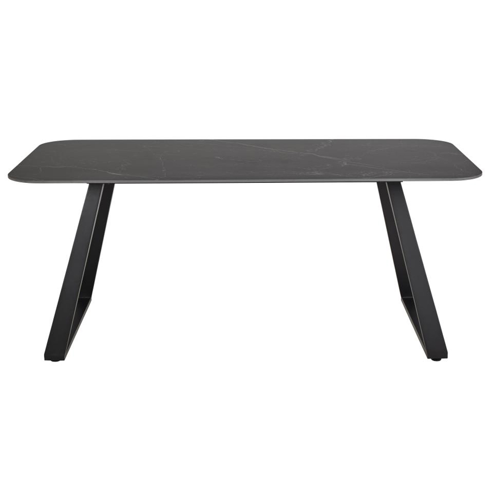 Axton Ceramic Dining Table With Steel Legs - Black
