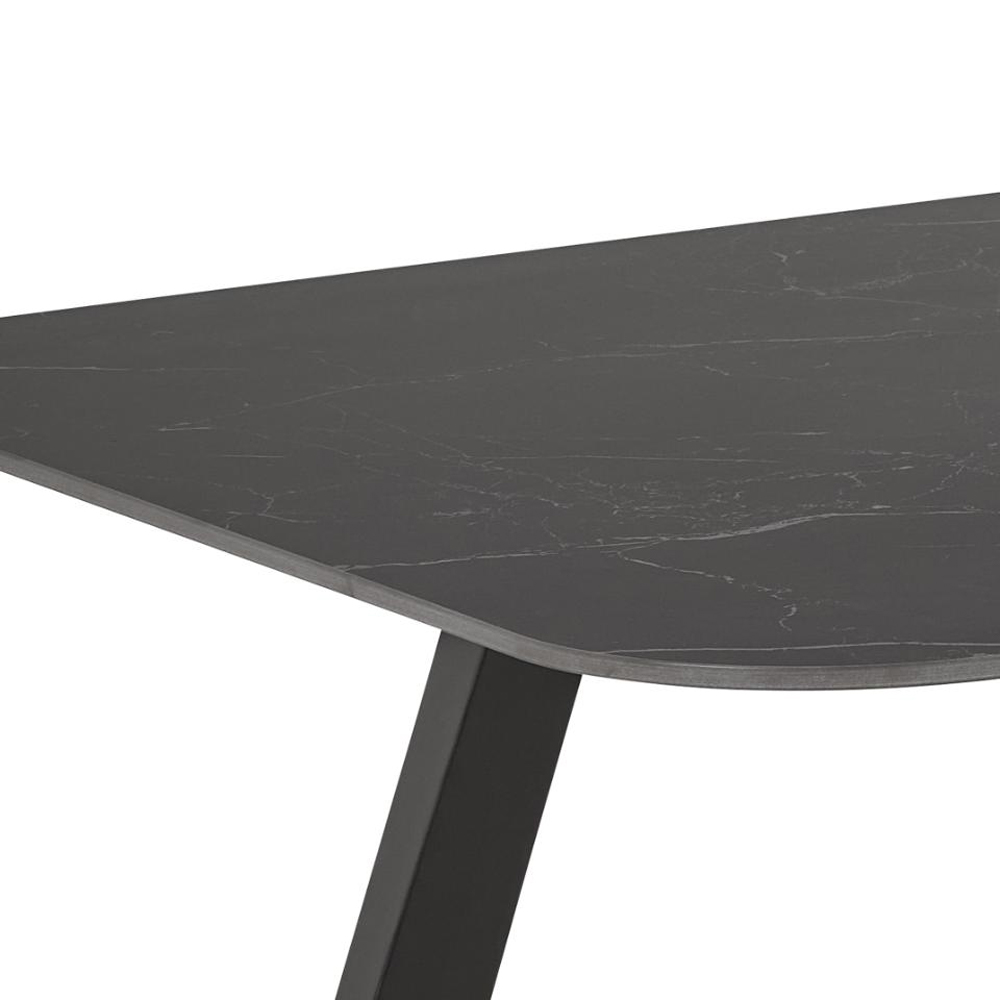 Axton Ceramic Dining Table With Steel Legs - Black