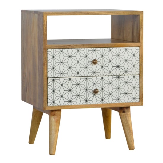 Photo of Prima wooden bedside cabinet in oak ish with open slot