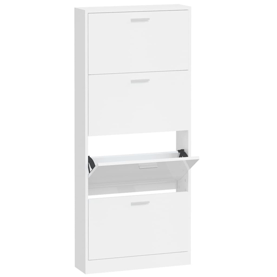 Axton High Gloss Shoe Storage Cabinet With 4 Flaps In White