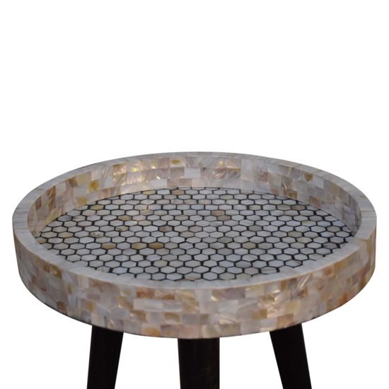 Axton Honeycomb Mosaic End Table In Walnut And Shell Inlay_4