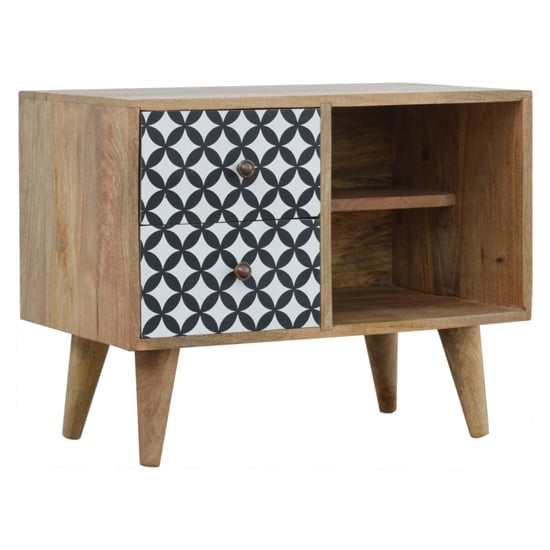 Axton Wooden District Diamond Pattern Storage Cabinet In Oak Sale