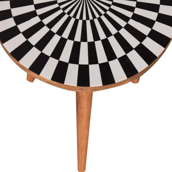 Axton Wooden End Table In Oak Ish And Spiral Pattern_3