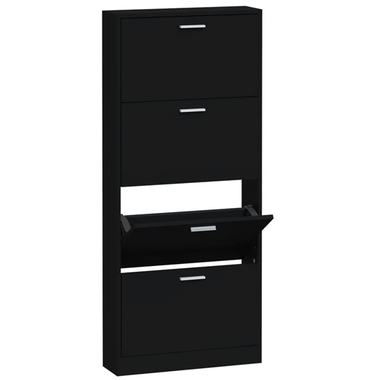 Axton Wooden Shoe Storage Cabinet With 4 Flaps In Black