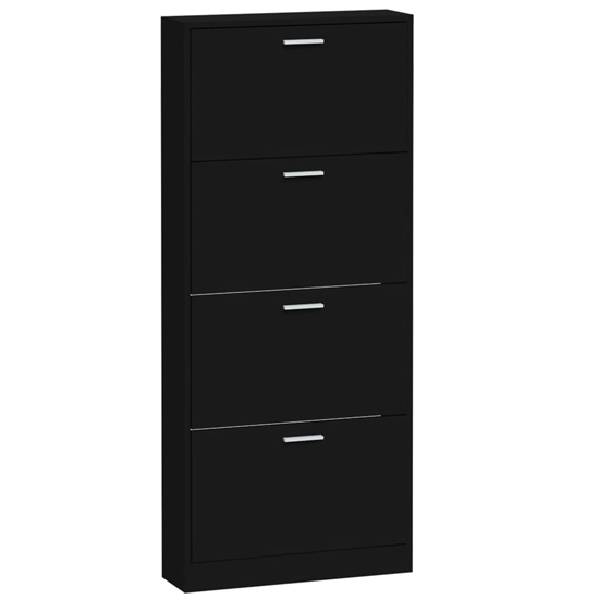 Axton Wooden Shoe Storage Cabinet With 4 Flaps In Black