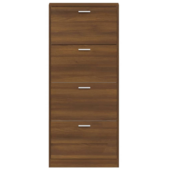 Axton Wooden Shoe Storage Cabinet With 4 Flaps In Brown Oak