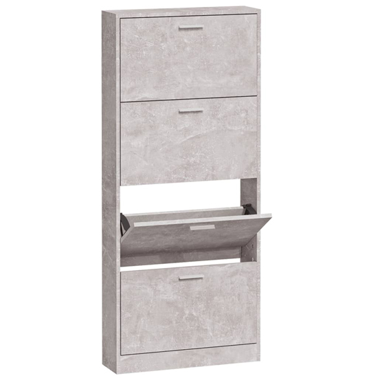 Axton Wooden Shoe Storage Cabinet With 4 Flaps In Concrete Effect