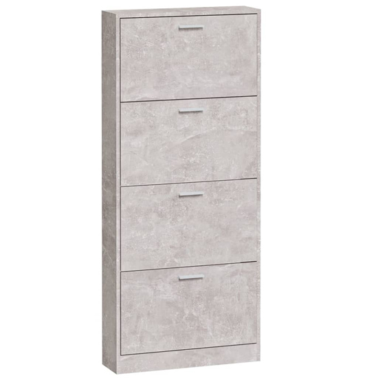 Axton Wooden Shoe Storage Cabinet With 4 Flaps In Concrete Effect