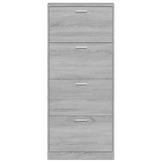 Axton Wooden Shoe Storage Cabinet With 4 Flaps In Grey Oak