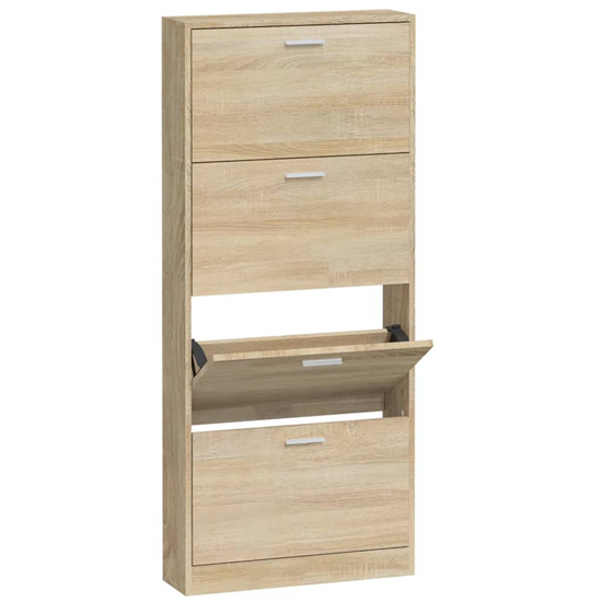Axton Wooden Shoe Storage Cabinet With 4 Flaps In Oak