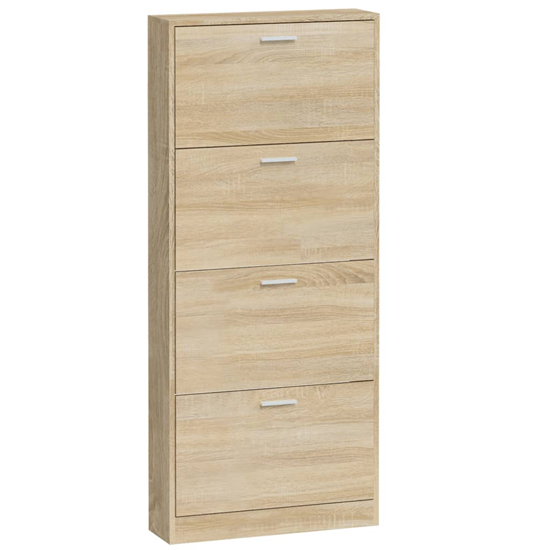 Axton Wooden Shoe Storage Cabinet With 4 Flaps In Oak