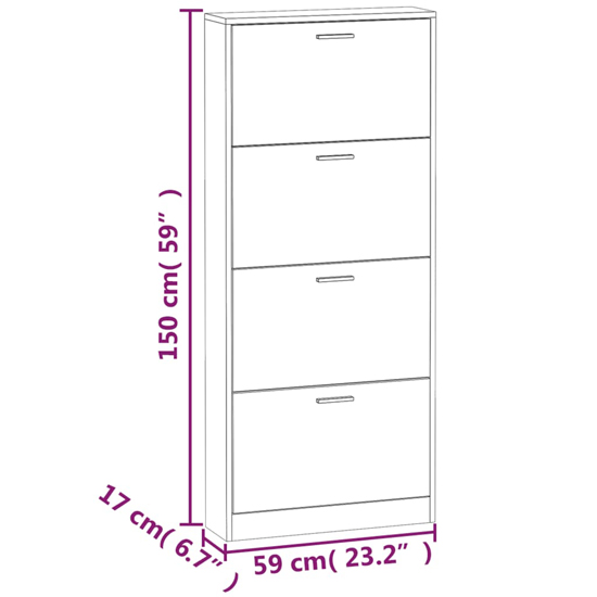 Axton Wooden Shoe Storage Cabinet With 4 Flaps In Oak