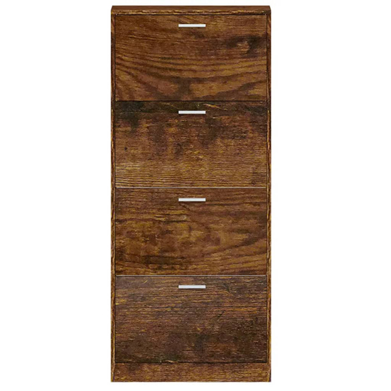 Axton Wooden Shoe Storage Cabinet With 4 Flaps In Smoked Oak