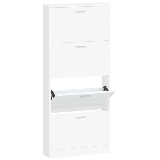 Axton Wooden Shoe Storage Cabinet With 4 Flaps In White