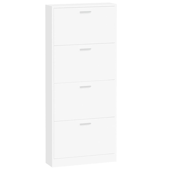 Axton Wooden Shoe Storage Cabinet With 4 Flaps In White