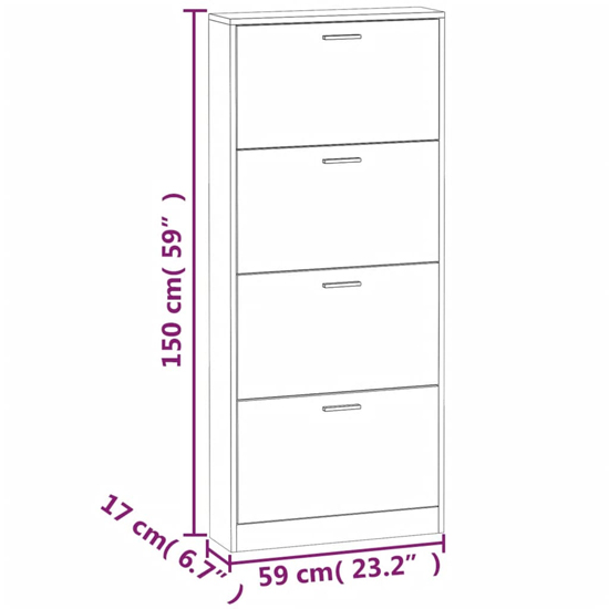 Axton Wooden Shoe Storage Cabinet With 4 Flaps In White
