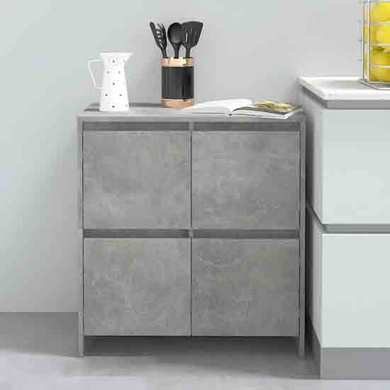 Product photograph of Axton Wooden Storage Cabinet With 4 Doors In Concrete Grey from Furniture in Fashion