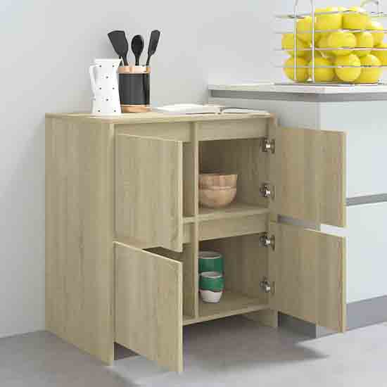 Axton Wooden Storage Cabinet With 4 Doors In Sonoma Oak