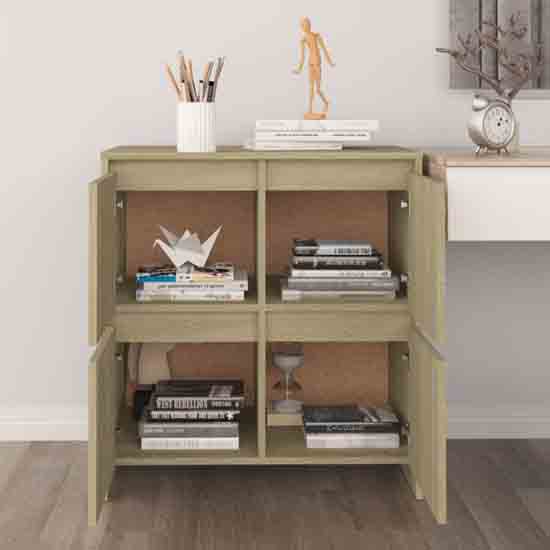 Axton Wooden Storage Cabinet With 4 Doors In Sonoma Oak