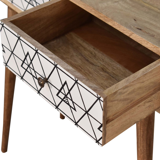 Axton Wooden Triangle Printed Console Table In Oak Ish_4