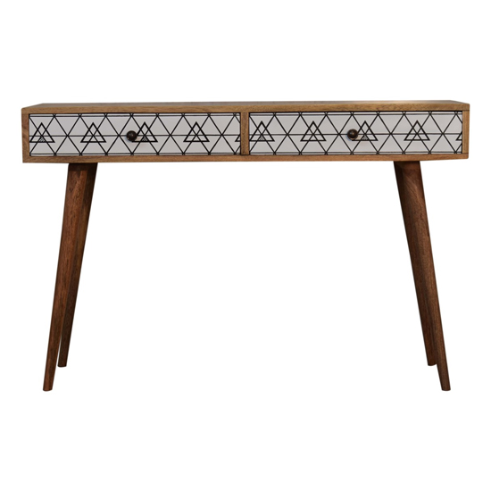 Axton Wooden Triangle Printed Long Console Table In Oak Ish_2