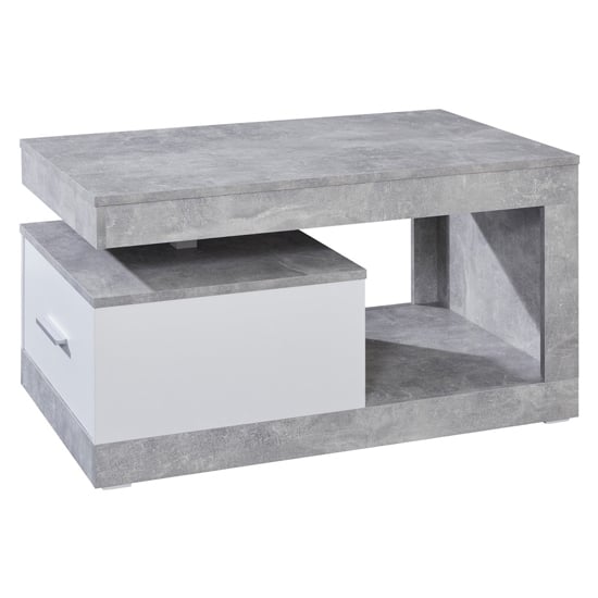 Ayano 1 Drawer Coffee Table In White And Stone Cement Grey_3