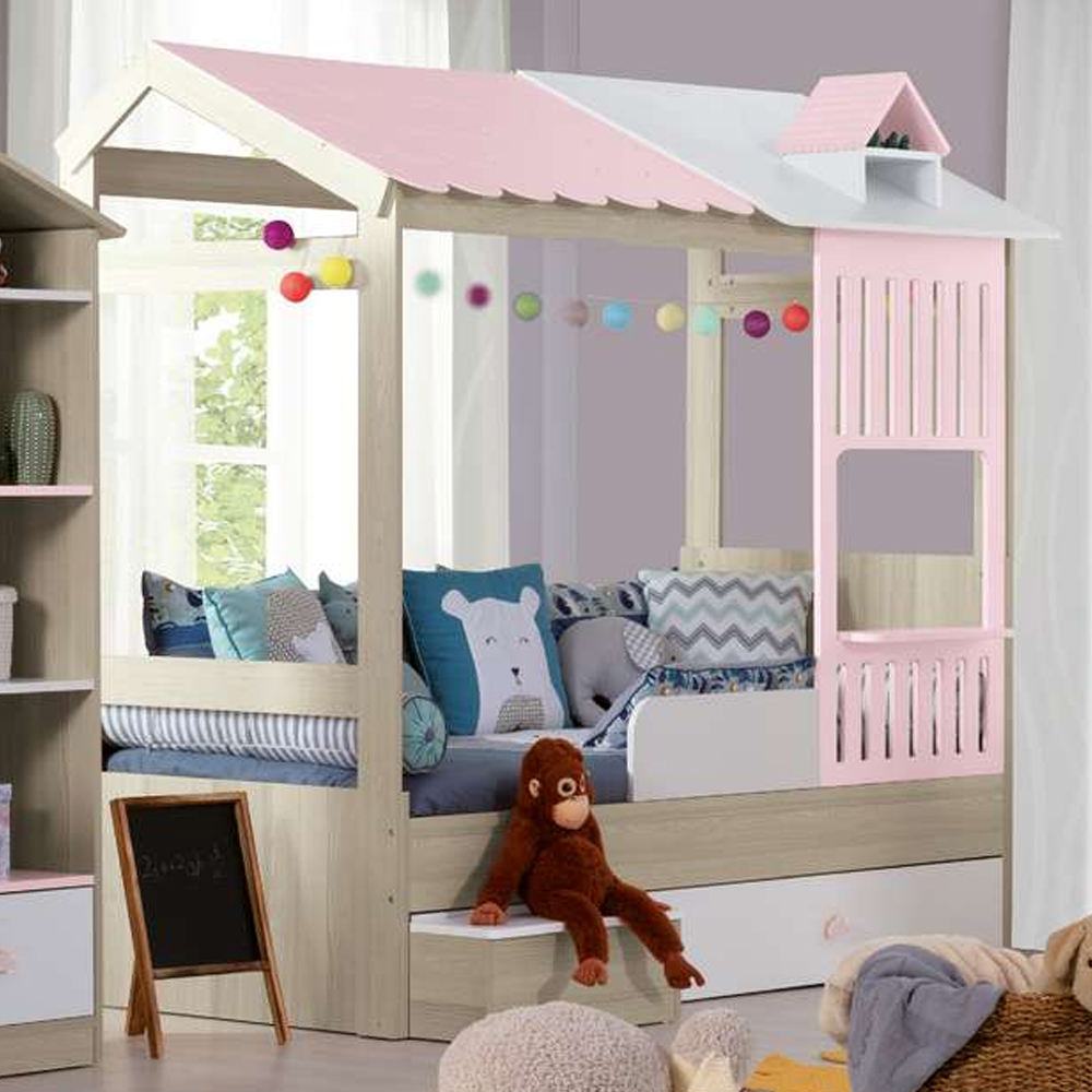 Ayder Wooden Children Bed in Pink