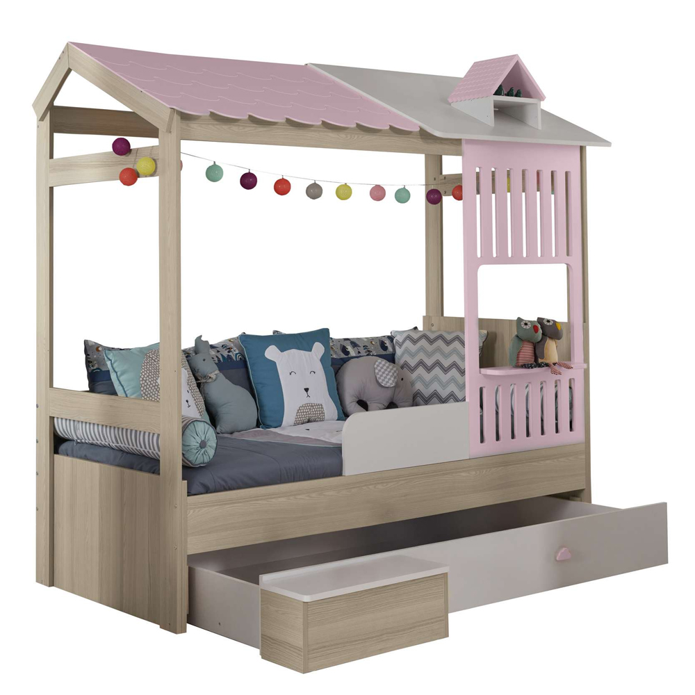 Ayder Wooden Children Bed in Pink