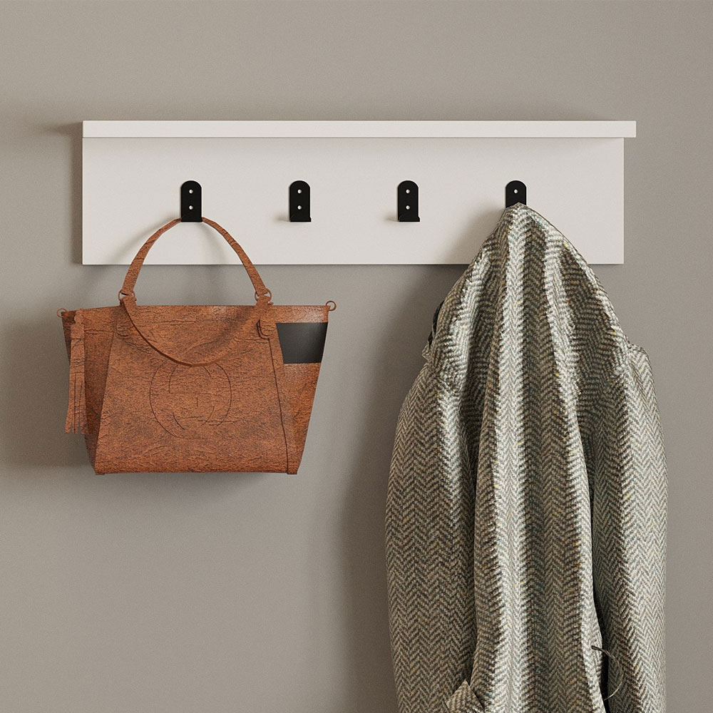 Ayla Wooden Coat Rack in White