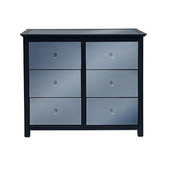 Arisaig Mirrored Glass Chest Of 5 Drawers In Carbon FiF