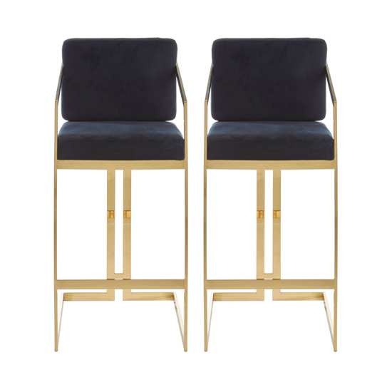Azalea Black Velvet Bar Stools With Gold Metalframe In Pair Furniture