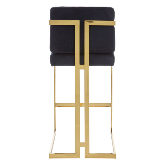 Azaltro Black Velvet Bar Chair With Gold Steel Frame_5